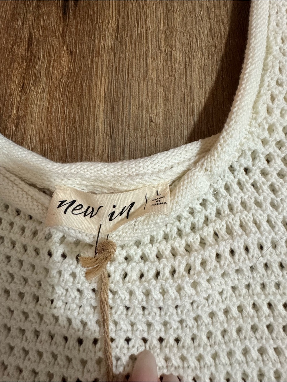 NWT New In Cream Crochet Knit Tank Top - Women L - Picture 2 of 4